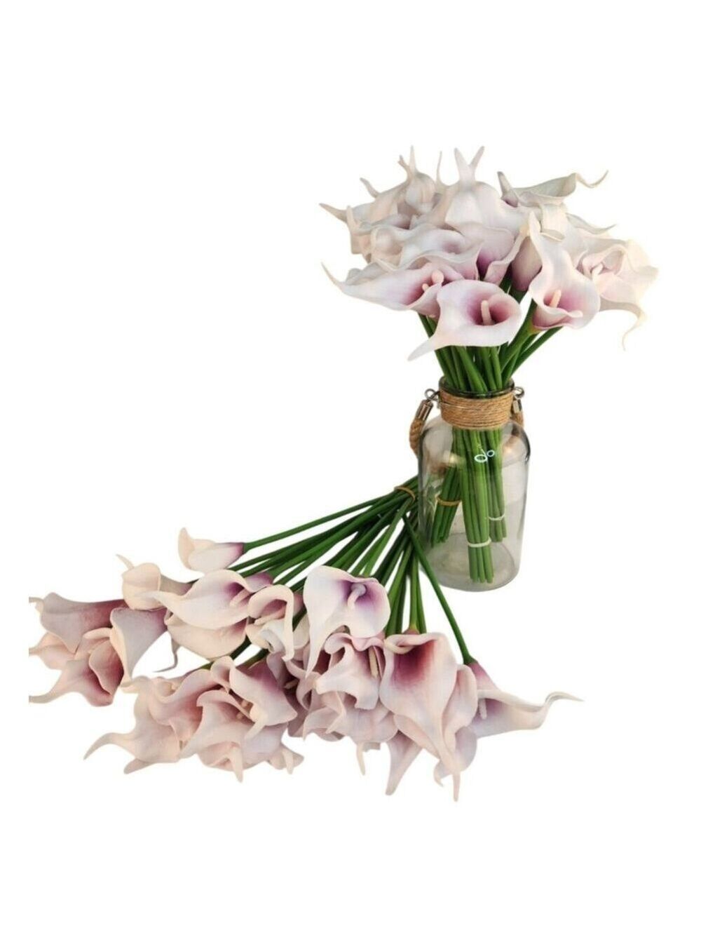 Lavender Purple and White Faux Calla Lily Stems 15 Inch Wedding Artificial Flowe - Picture 11 of 11